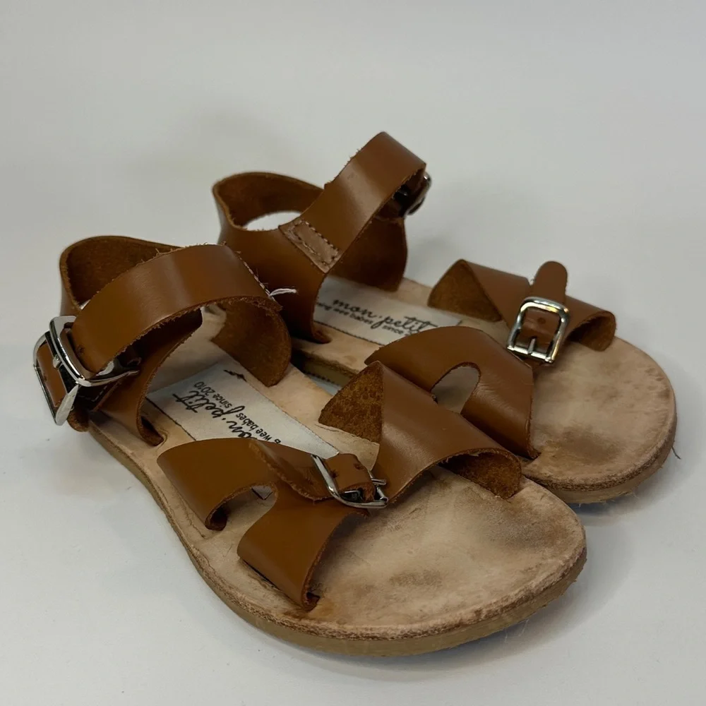 Mon Petit Shoes‎ Cap Cod Sandals Buckle Brown Tan Cognac Toddler Size 7 MP